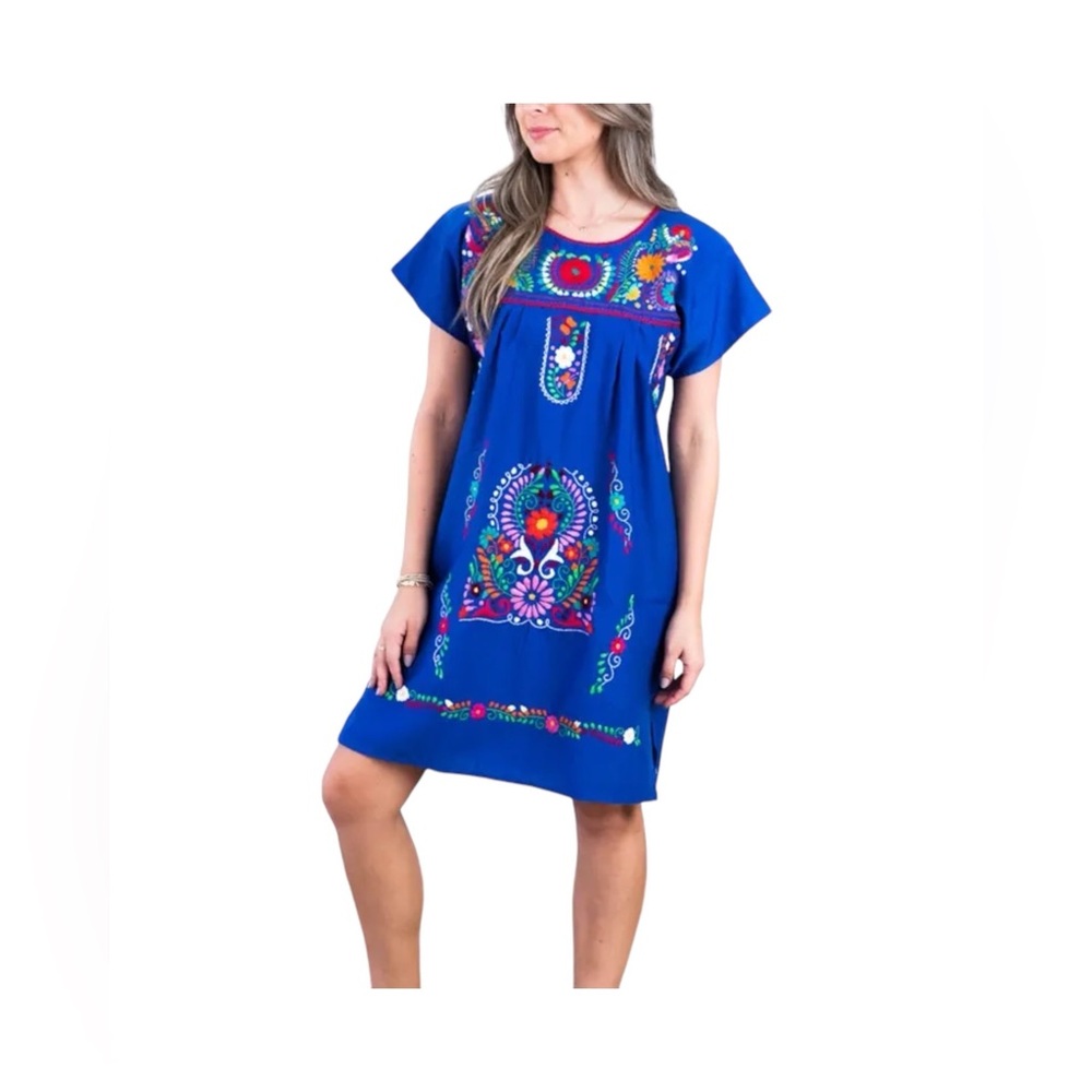 Puebla Traditional Royal Blue Dress